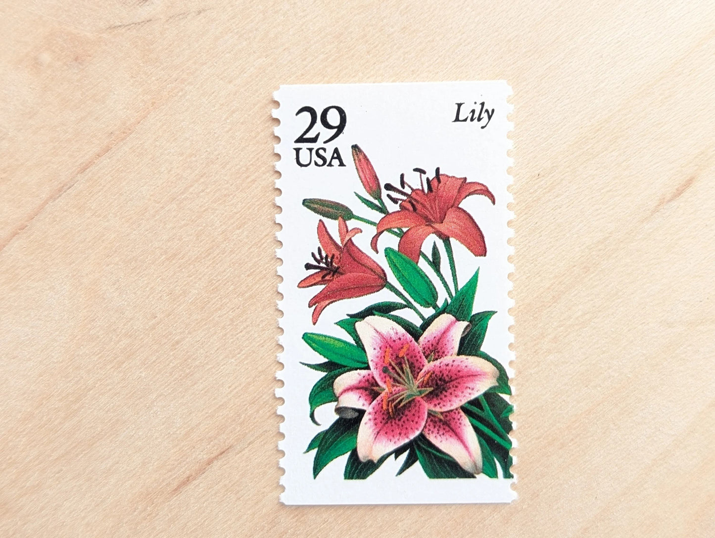 Lily, Set of 5, Vintage Unused USPS 29 Cent Postage Stamps, Flower Stamps (Lily), 1993, Gummed