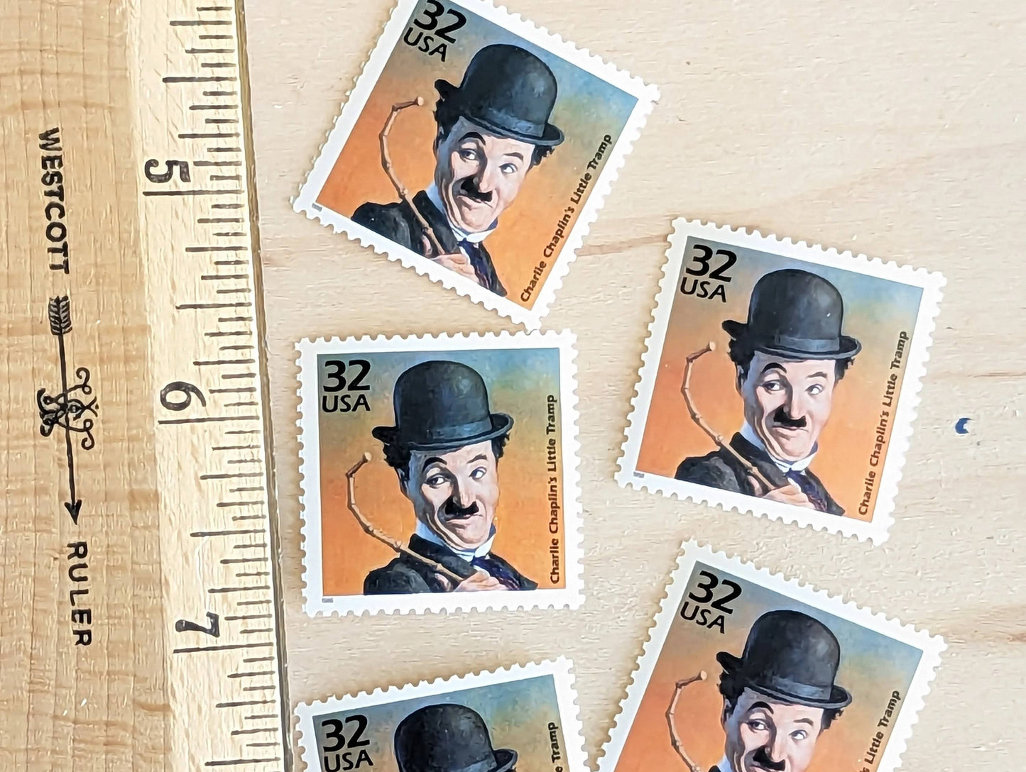Charlie Chaplin, Set of 5, Vintage Unused USPS 32 Cent Postage Stamps, 1910s Celebrate the Century Stamps 1998, Gummed