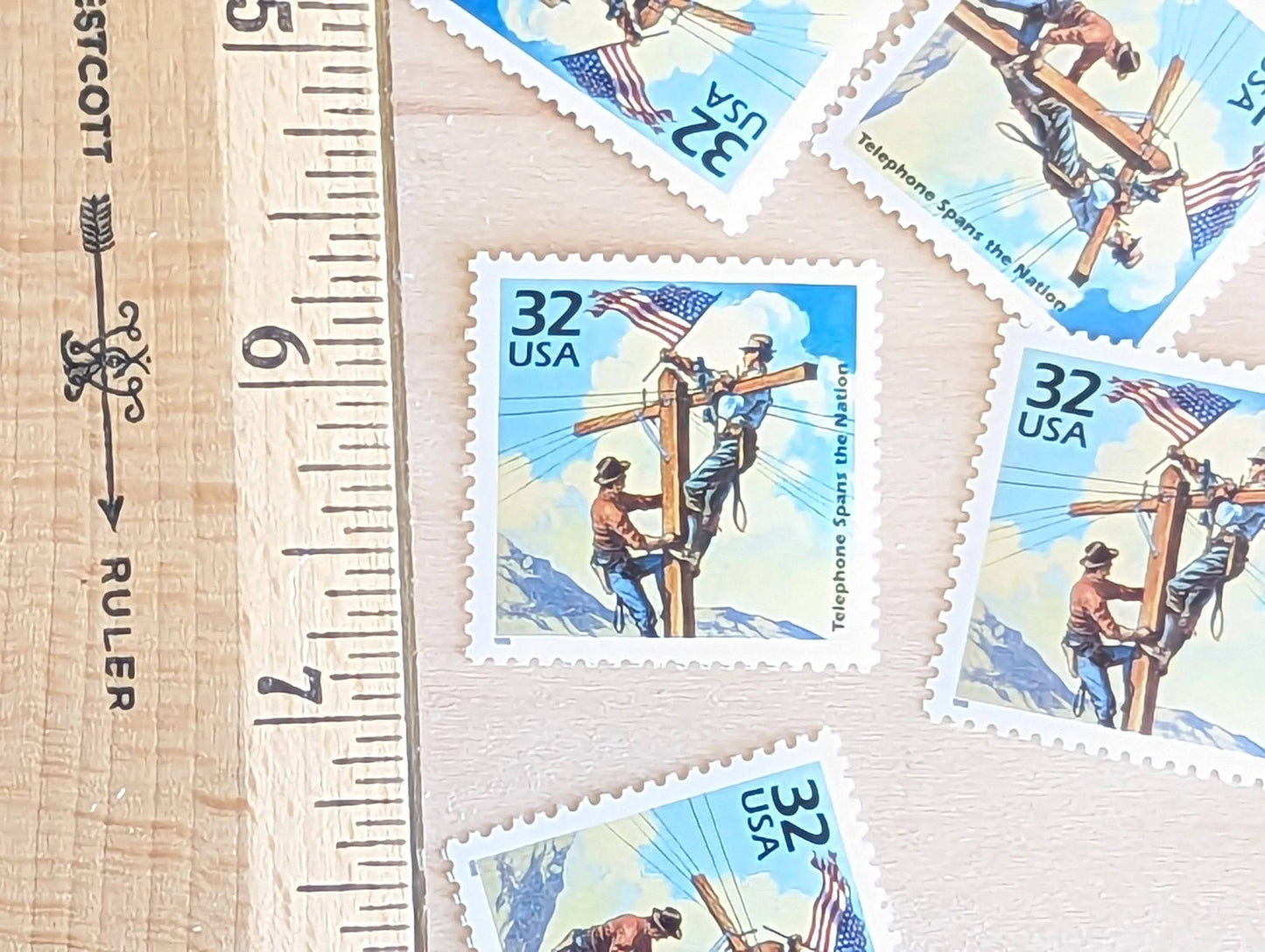 Transcontinental Telephone Line, Set of 5, Vintage Unused USPS 32 Cent Postage Stamps, 1910s Celebrate the Century Stamps 1998, Gummed