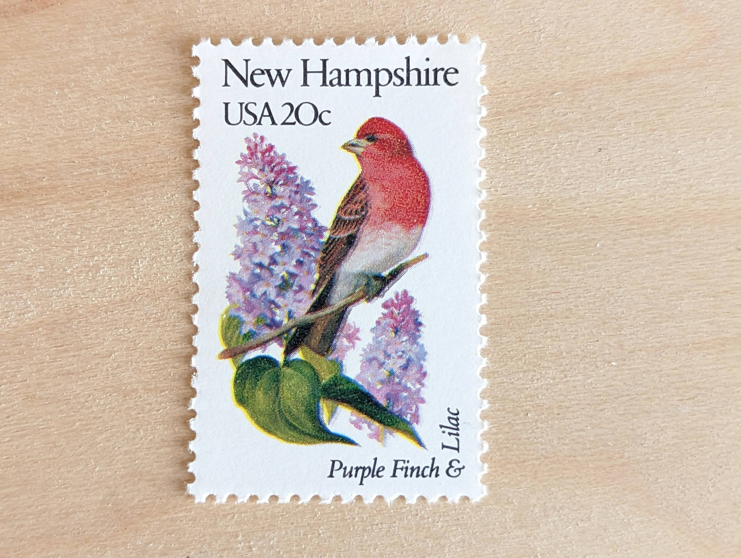 New Hampshire State Stamps, Set of 5, Vintage Unused USPS 20 Cent Postage Stamps, State Bird and Flower 1982, Gummed