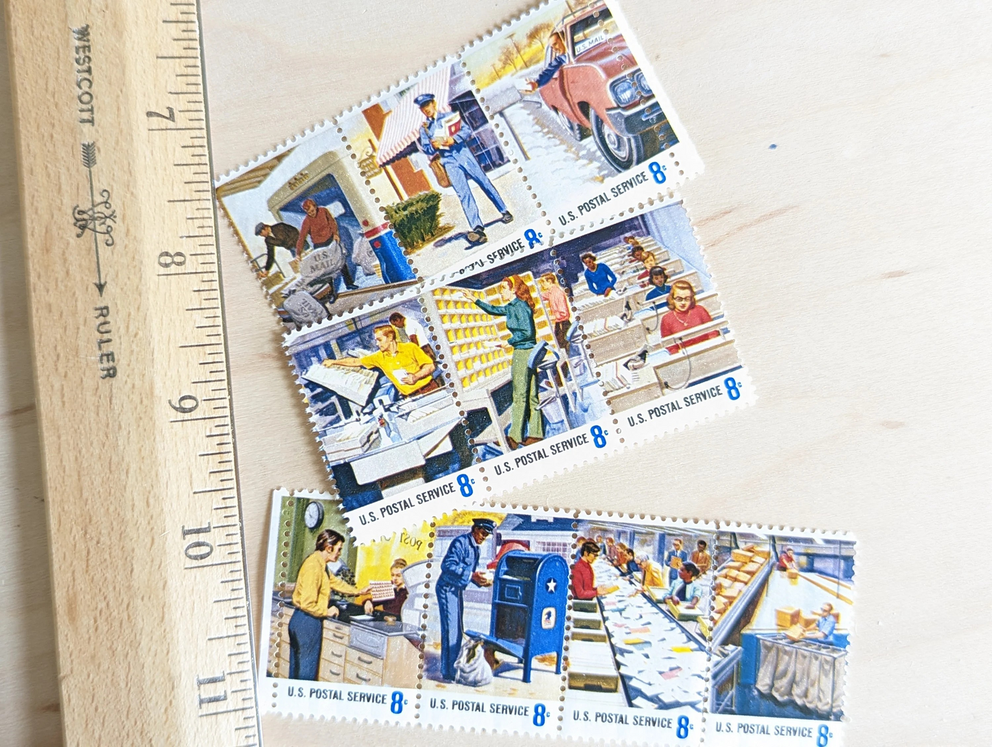 U.S. Postal Service, Vintage Unused USPS 8 Cent Postage Stamps, U.S. Postal Service Stamps, 1972, Gummed