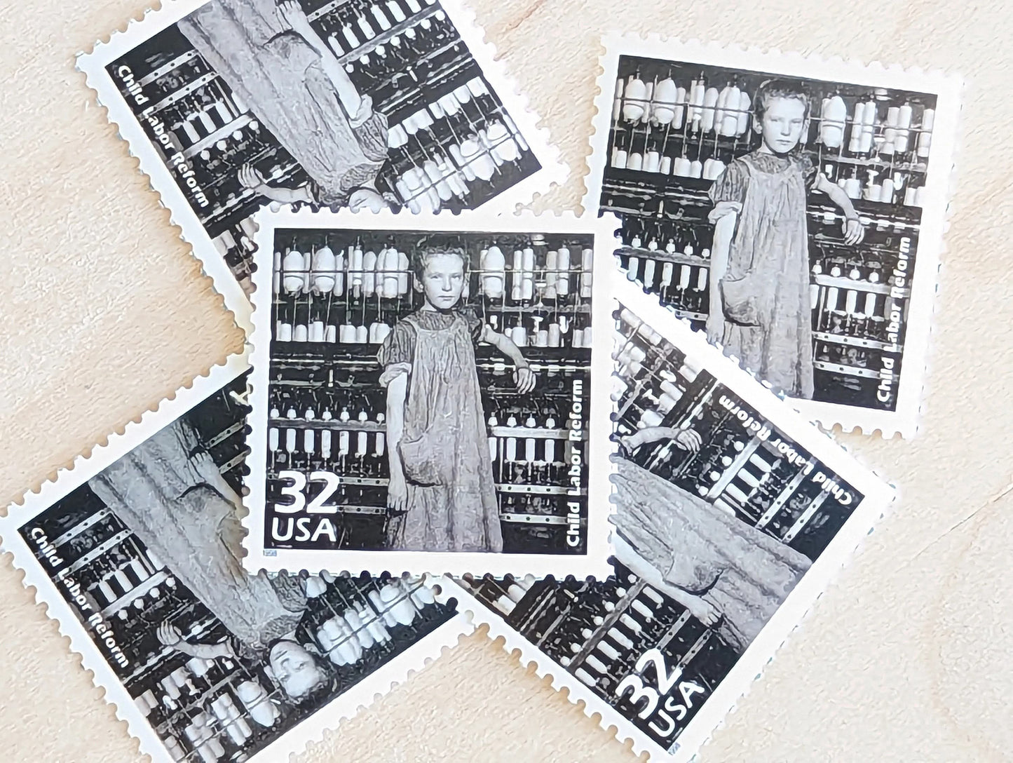 Child Labor Reform, Set of 5, Vintage Unused USPS 32 Cent Postage Stamps, 1910s Celebrate the Century Stamps 1998, Gummed
