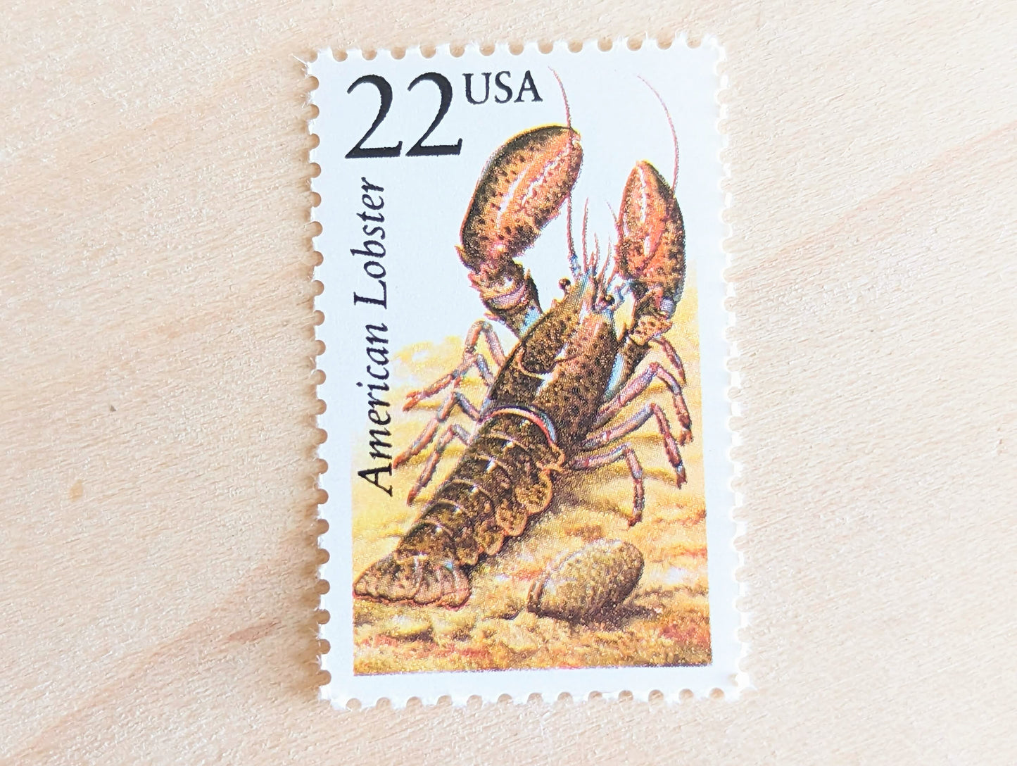 American Lobster, Set of 5, Vintage Unused USPS 22 Cent Postage Stamps, North American Wildlife Series 1987, Gummed