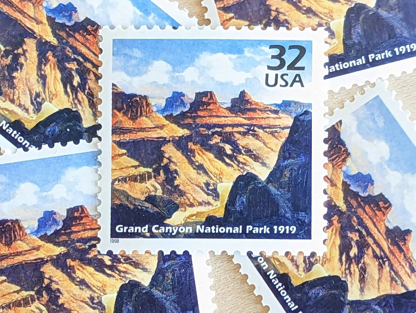 Grand Canyon, Set of 5, Vintage Unused USPS 32 Cent Postage Stamps, 1910s Celebrate the Century Stamps 1998, Gummed