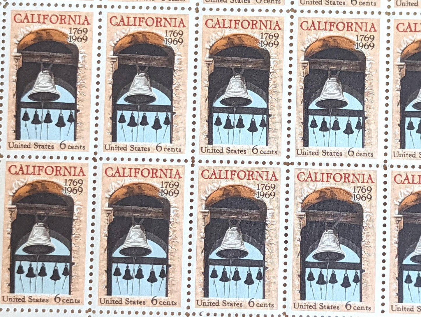 California Statehood, Vintage Unused USPS 6 Cent Postage Stamps, Statehood Stamps (California), 1969, Gummed