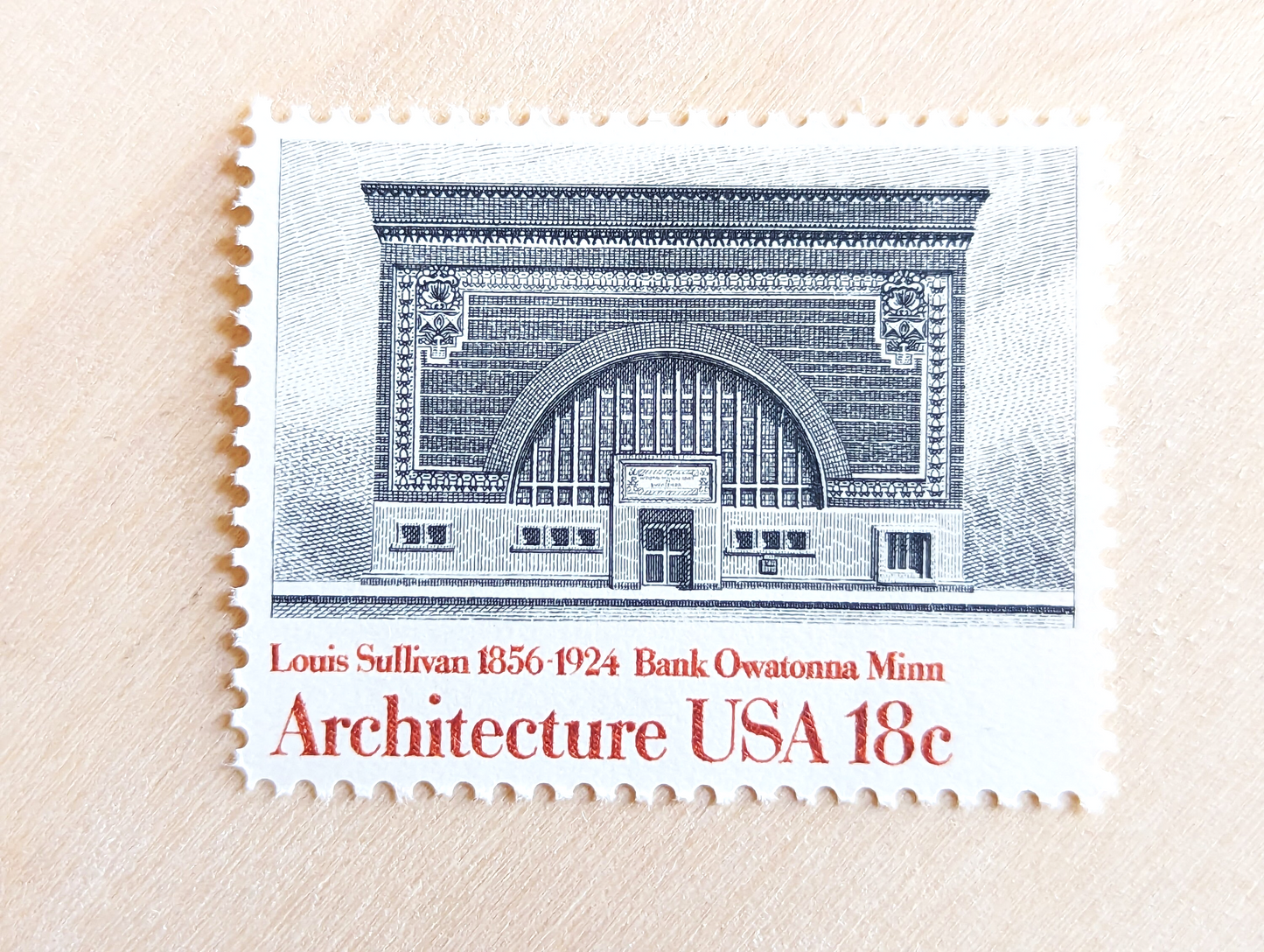 Architecture, Vintage Unused USPS 18 Cent Postage Stamps, American Architecture (Biltmore Asheville NC, NYU Library, Palace of Arts San Francisco, Bank Owatonna), 1981, Gummed