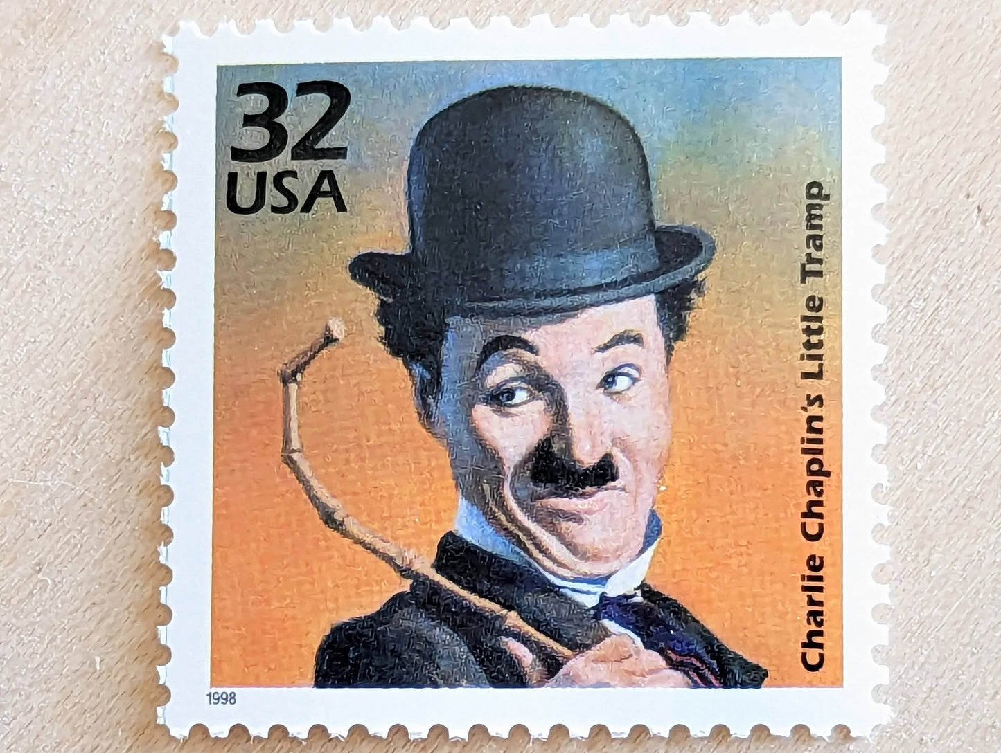 Charlie Chaplin, Set of 5, Vintage Unused USPS 32 Cent Postage Stamps, 1910s Celebrate the Century Stamps 1998, Gummed