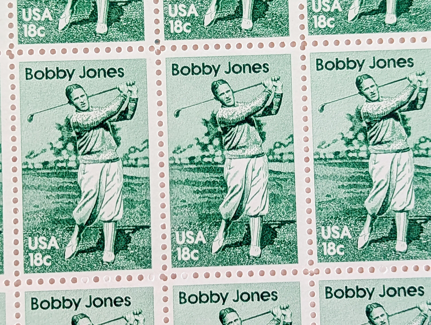 10 Bobby Jones Postage Stamps, 18 Cent Stamps, 1981 Unused US Postage Stamps