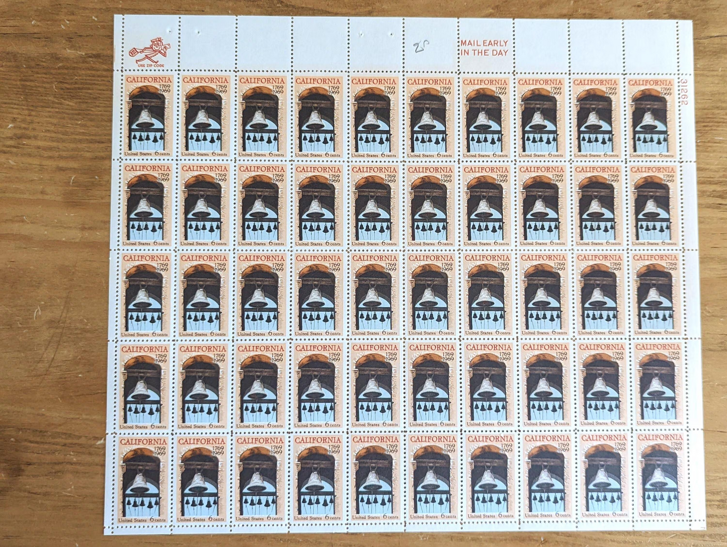 California Statehood, Vintage Unused USPS 6 Cent Postage Stamps, Statehood Stamps (California), 1969, Gummed