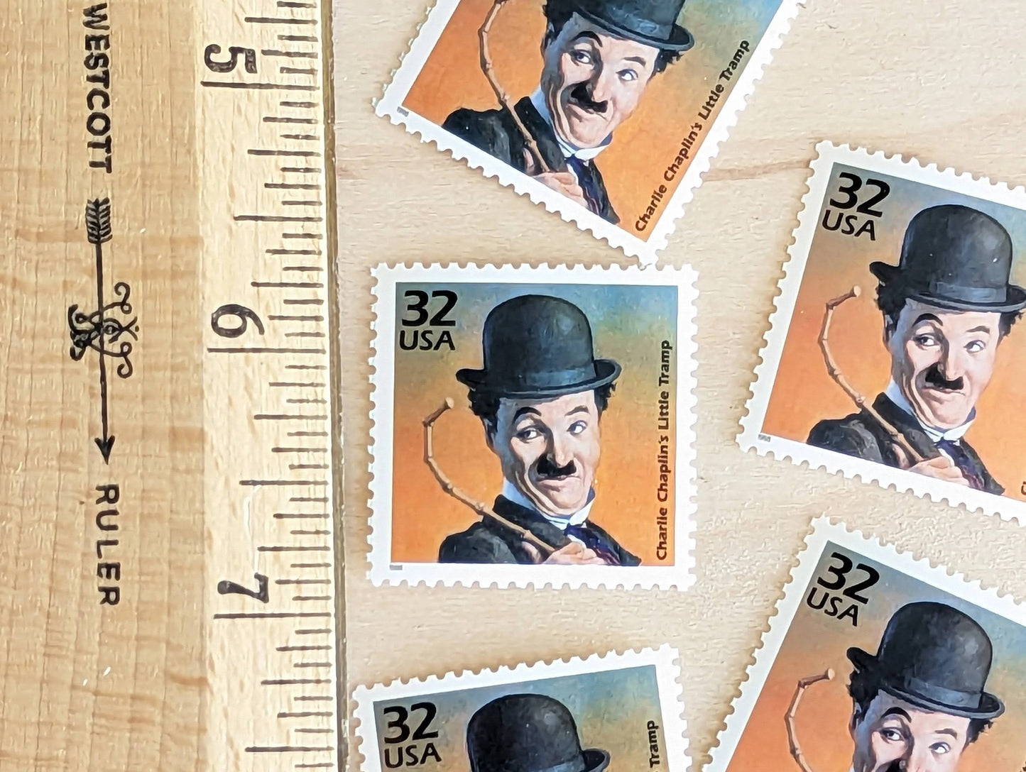 Charlie Chaplin, Set of 5, Vintage Unused USPS 32 Cent Postage Stamps, 1910s Celebrate the Century Stamps 1998, Gummed