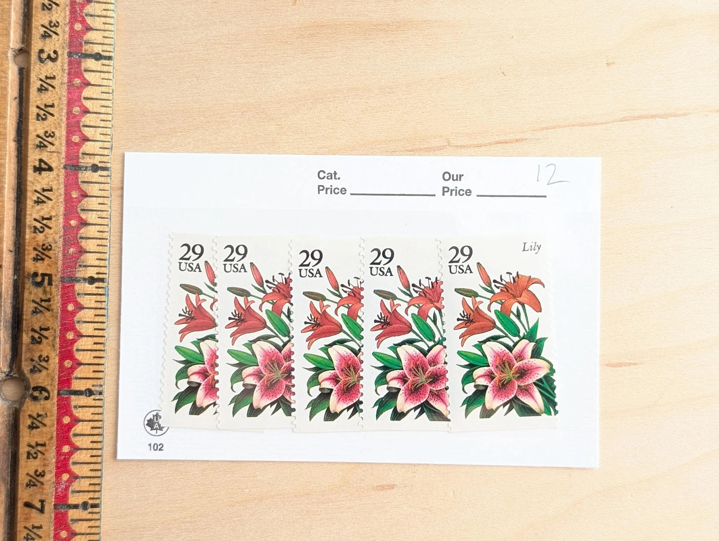 Lily, Set of 5, Vintage Unused USPS 29 Cent Postage Stamps, Flower Stamps (Lily), 1993, Gummed