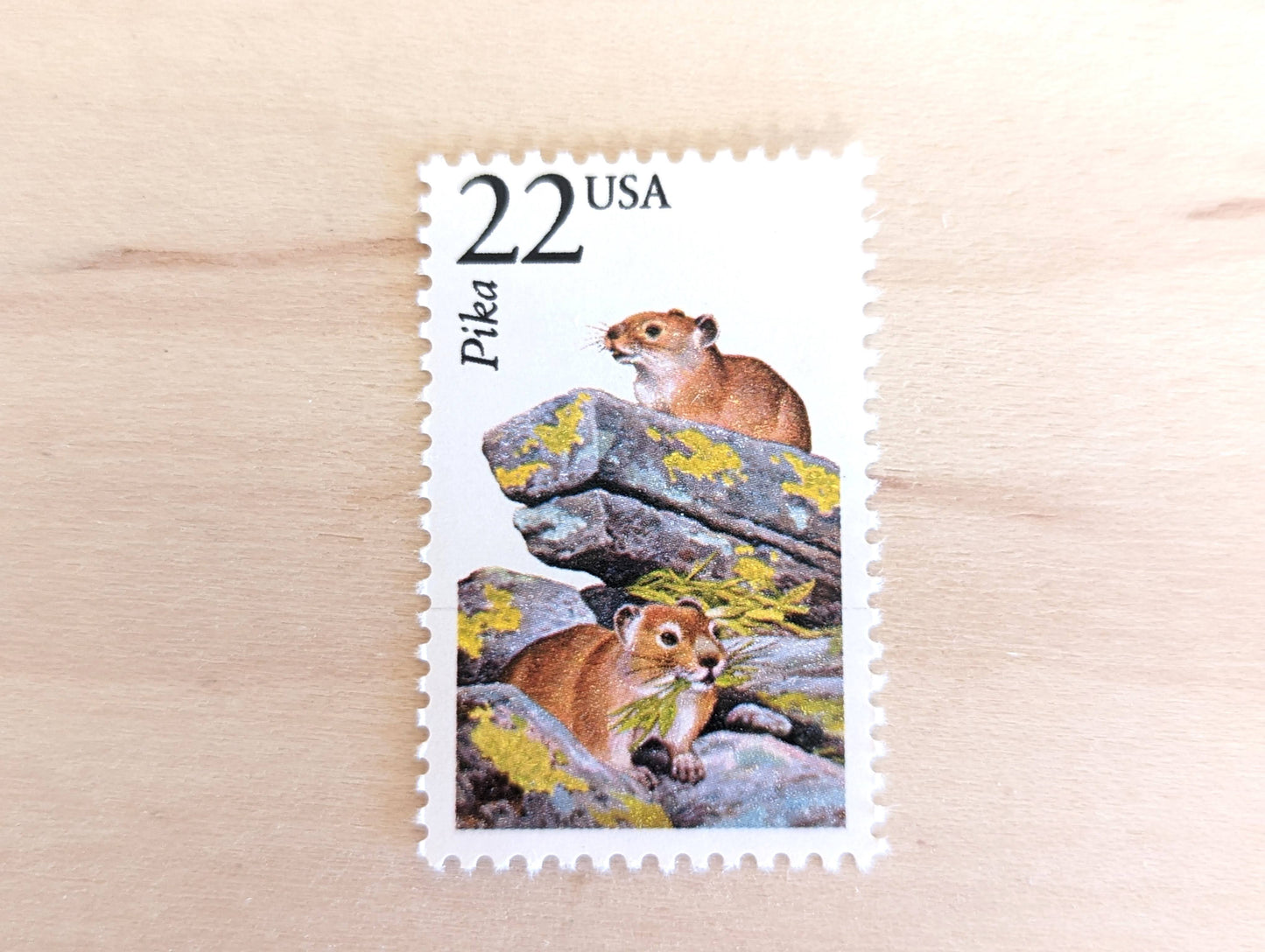 Pika, Set of 5, Vintage Unused USPS 22 Cent Postage Stamps, North American Wildlife Series 1987, Gummed