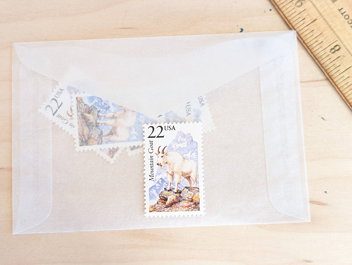 Mountain Goat, Set of 5, Vintage Unused USPS 22 Cent Postage Stamps, North American Wildlife Series 1987, Gummed