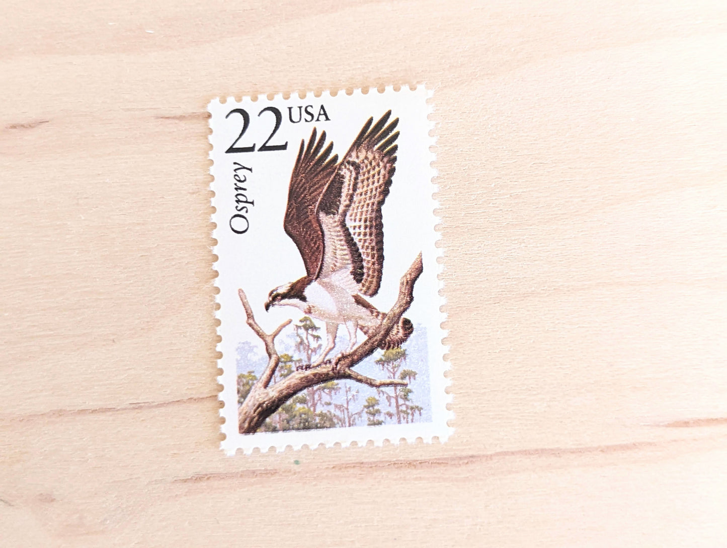 Osprey, Set of 5, Vintage Unused USPS 22 Cent Postage Stamps, North American Wildlife Series 1987, Gummed