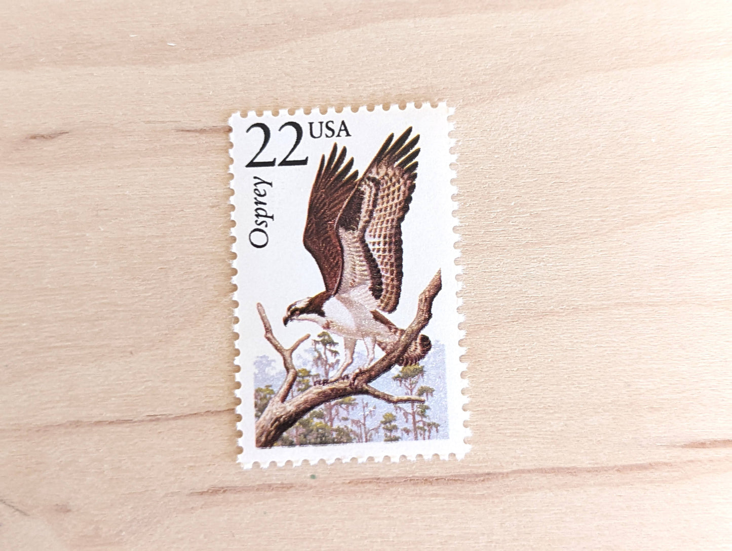 Osprey, Set of 5, Vintage Unused USPS 22 Cent Postage Stamps, North American Wildlife Series 1987, Gummed