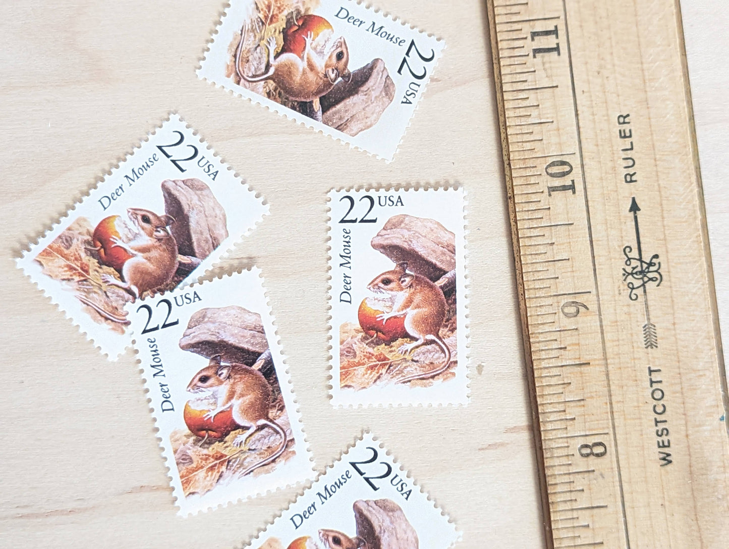 Deer Mouse, Set of 5, Vintage Unused USPS 22 Cent Postage Stamps, North American Wildlife Series 1987, Gummed
