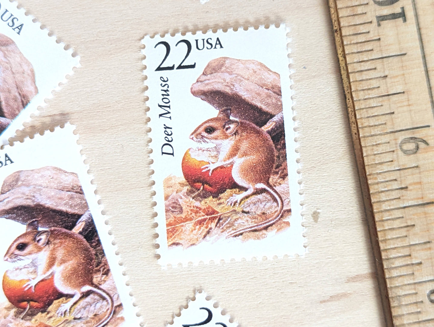 Deer Mouse, Set of 5, Vintage Unused USPS 22 Cent Postage Stamps, North American Wildlife Series 1987, Gummed