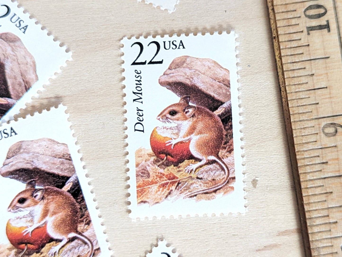 Deer Mouse, Set of 5, Vintage Unused USPS 22 Cent Postage Stamps, North American Wildlife Series 1987, Gummed