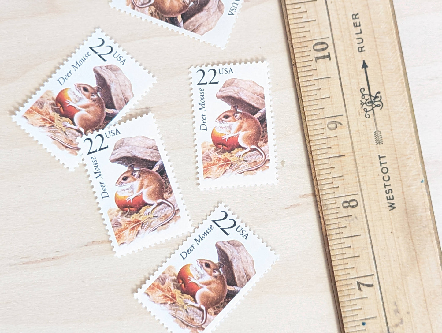 Deer Mouse, Set of 5, Vintage Unused USPS 22 Cent Postage Stamps, North American Wildlife Series 1987, Gummed