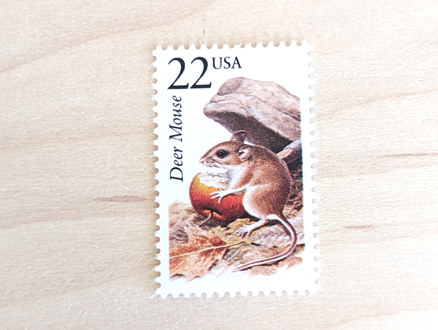 Deer Mouse, Set of 5, Vintage Unused USPS 22 Cent Postage Stamps, North American Wildlife Series 1987, Gummed