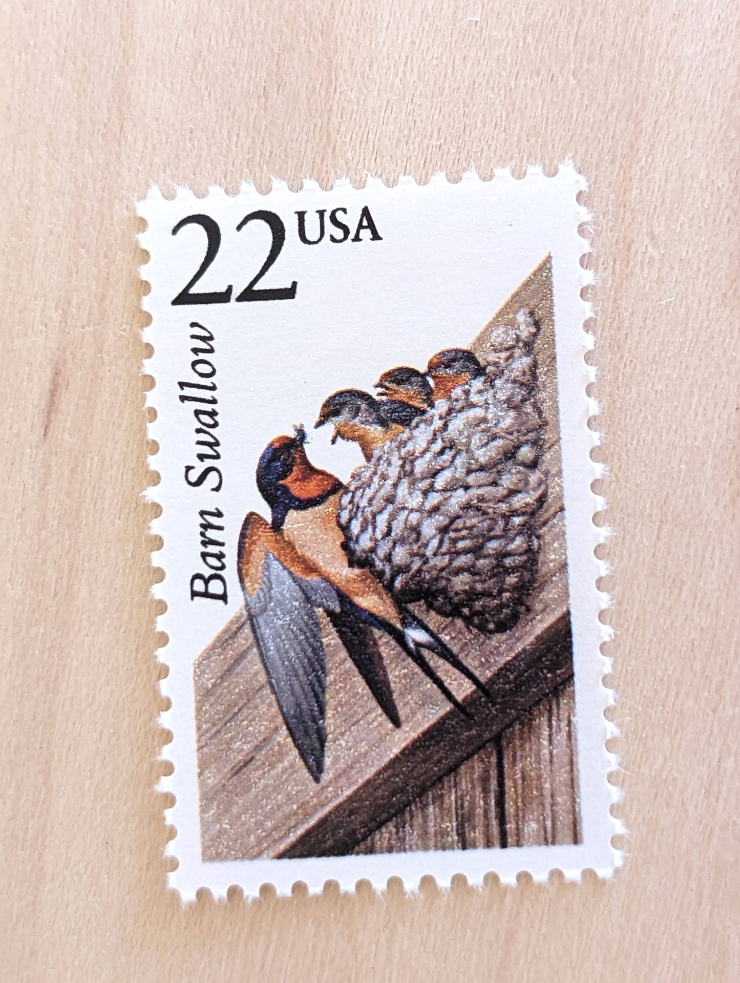 Barn Swallow, Set of 5, Vintage Unused USPS 22 Cent Postage Stamps, North American Wildlife Series 1987, Bird Nest Stamp, Gummed