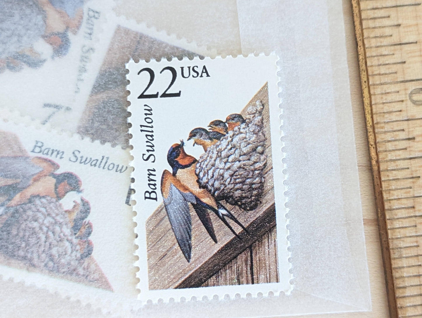 Barn Swallow, Set of 5, Vintage Unused USPS 22 Cent Postage Stamps, North American Wildlife Series 1987, Bird Nest Stamp, Gummed