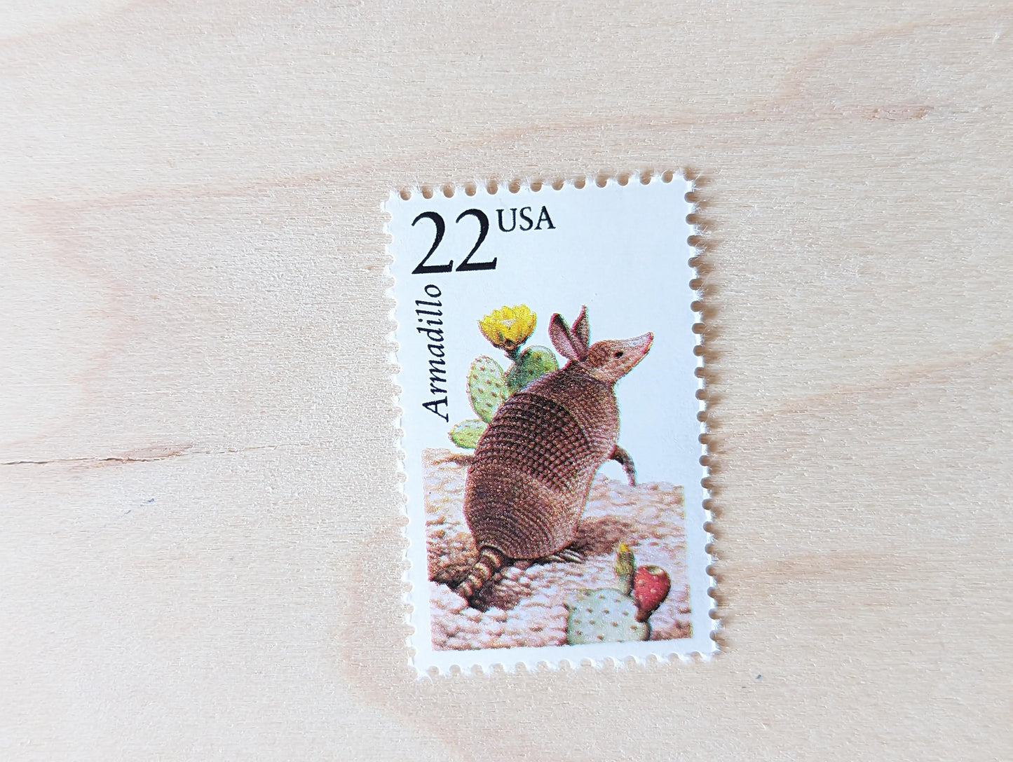 Armadillo Set of 5, Vintage Unused USPS 22 Cent Postage Stamps, North American Wildlife Series 1987, Gummed