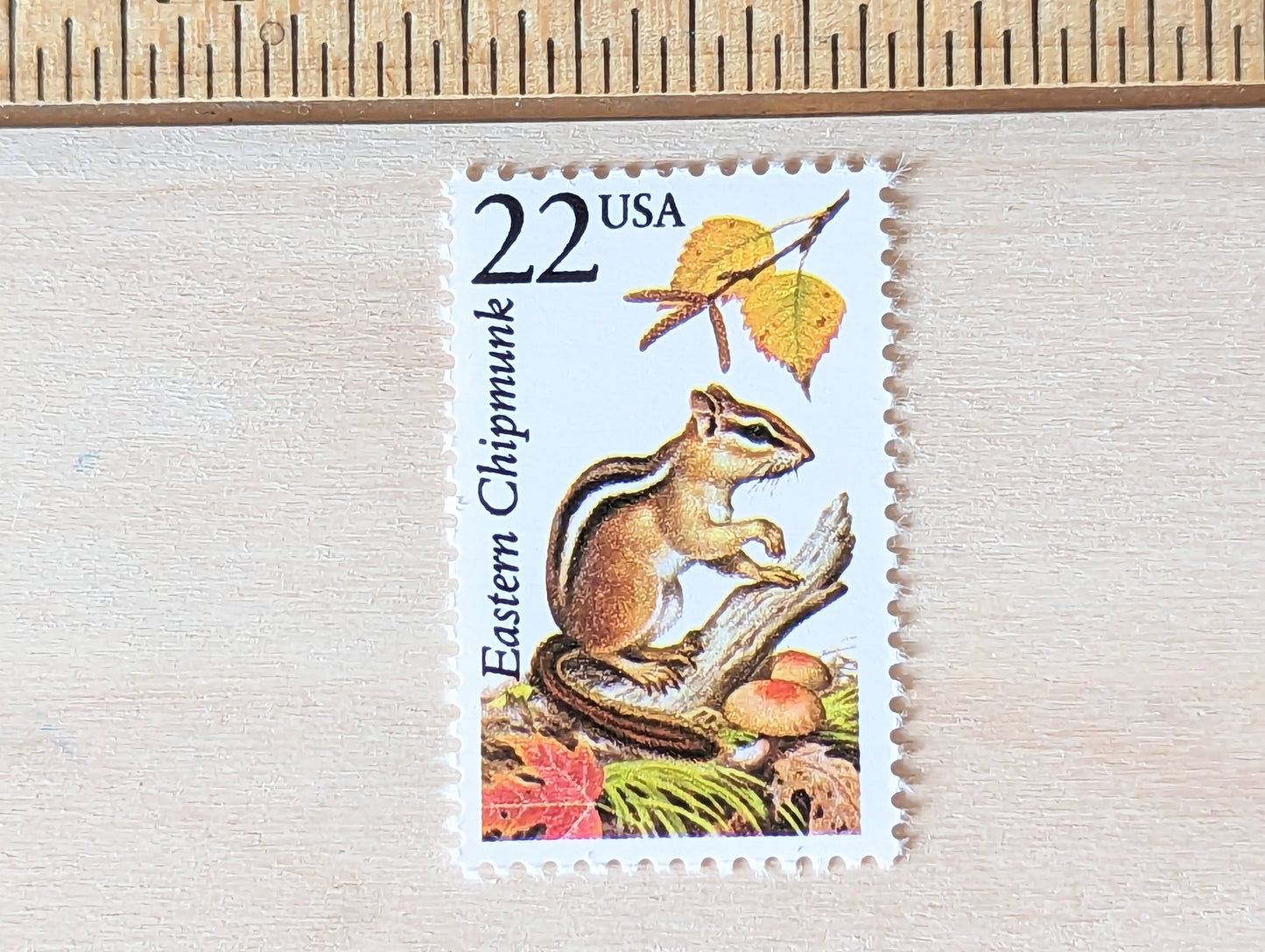 Eastern Chipmunk, Set of 5, Vintage Unused USPS 22 Cent Postage Stamps, North American Wildlife Series 1987, Gummed