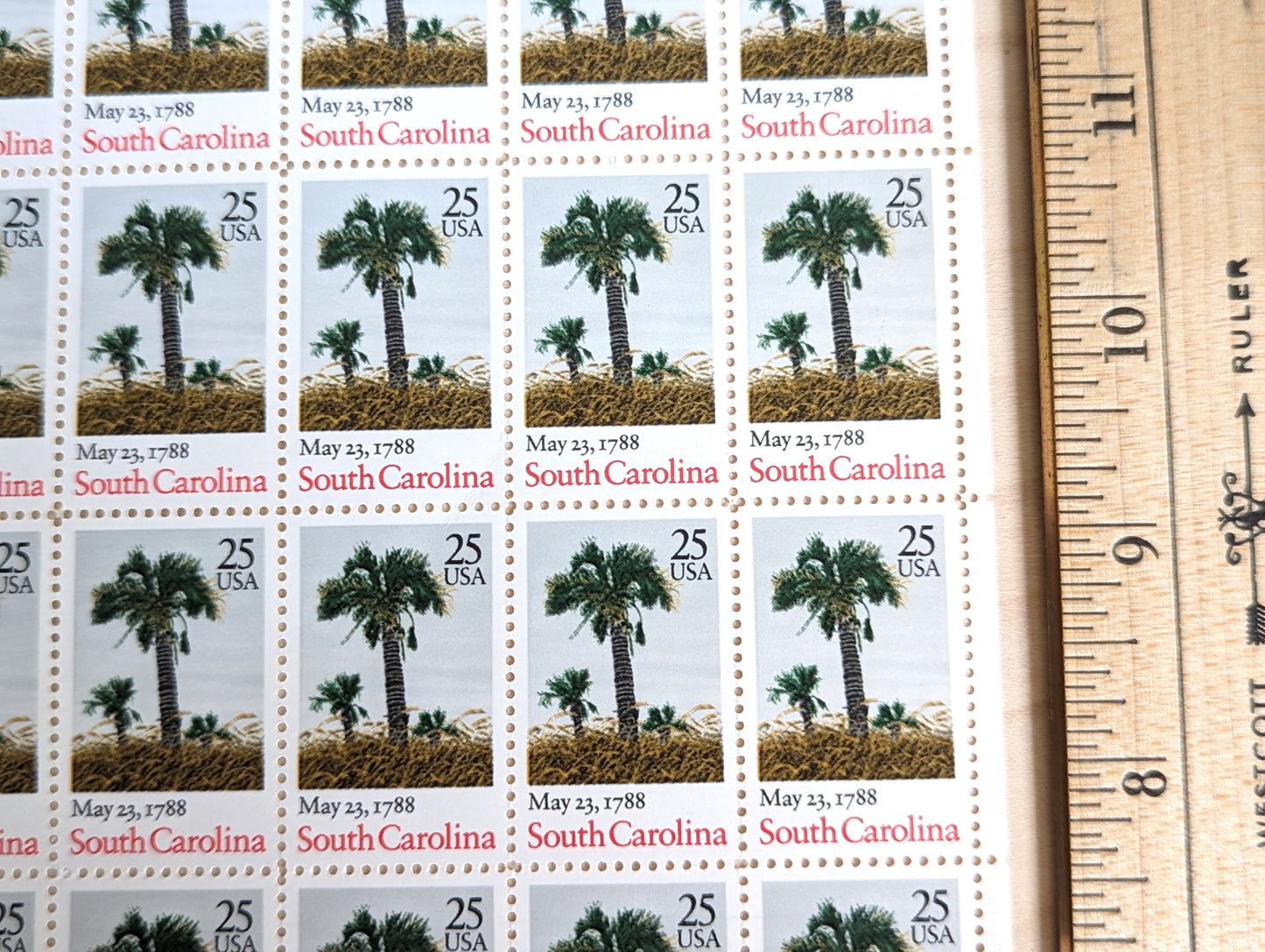 South Carolina, Vintage Unused USPS 25 Cent Postage Stamps, State Stamps (South Carolina), 1988, Gummed