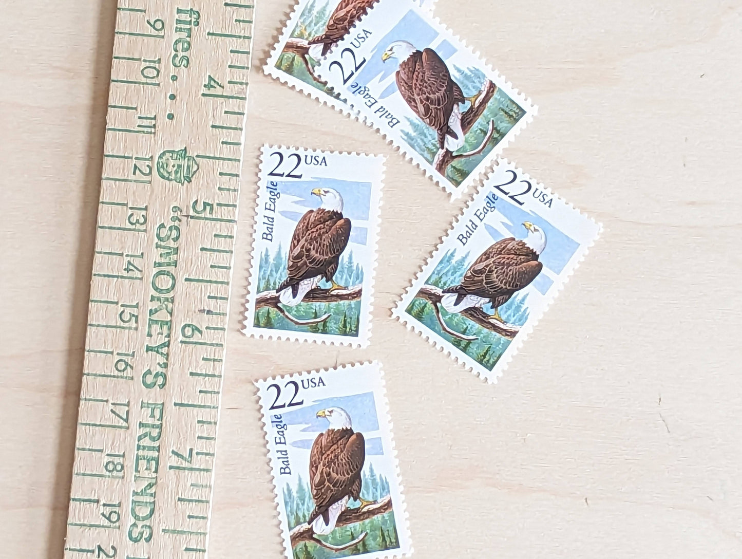 Bald Eagle, Set of 5, Vintage Unused USPS 22 Cent Postage Stamps, North American Wildlife Series 1987, Gummed