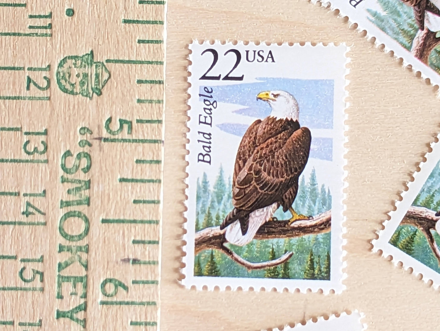 Bald Eagle, Set of 5, Vintage Unused USPS 22 Cent Postage Stamps, North American Wildlife Series 1987, Gummed