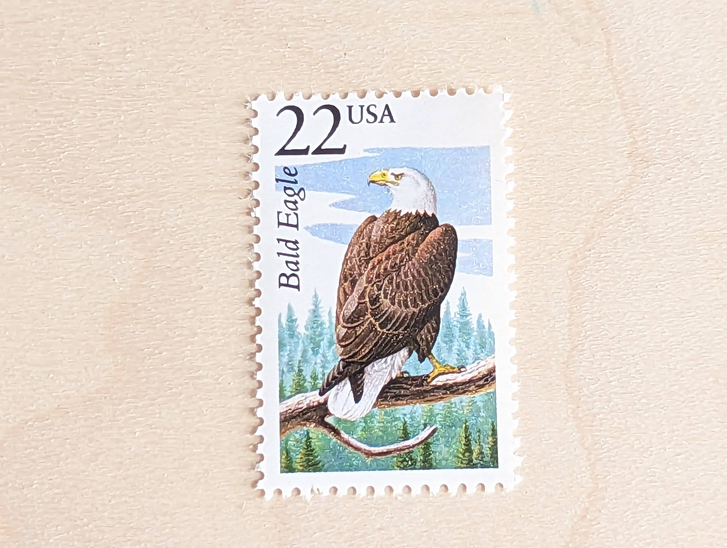 Bald Eagle, Set of 5, Vintage Unused USPS 22 Cent Postage Stamps, North American Wildlife Series 1987, Gummed
