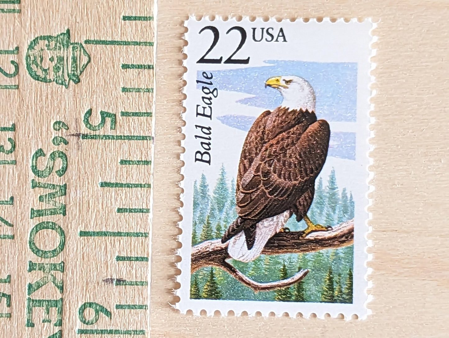 Bald Eagle, Set of 5, Vintage Unused USPS 22 Cent Postage Stamps, North American Wildlife Series 1987, Gummed