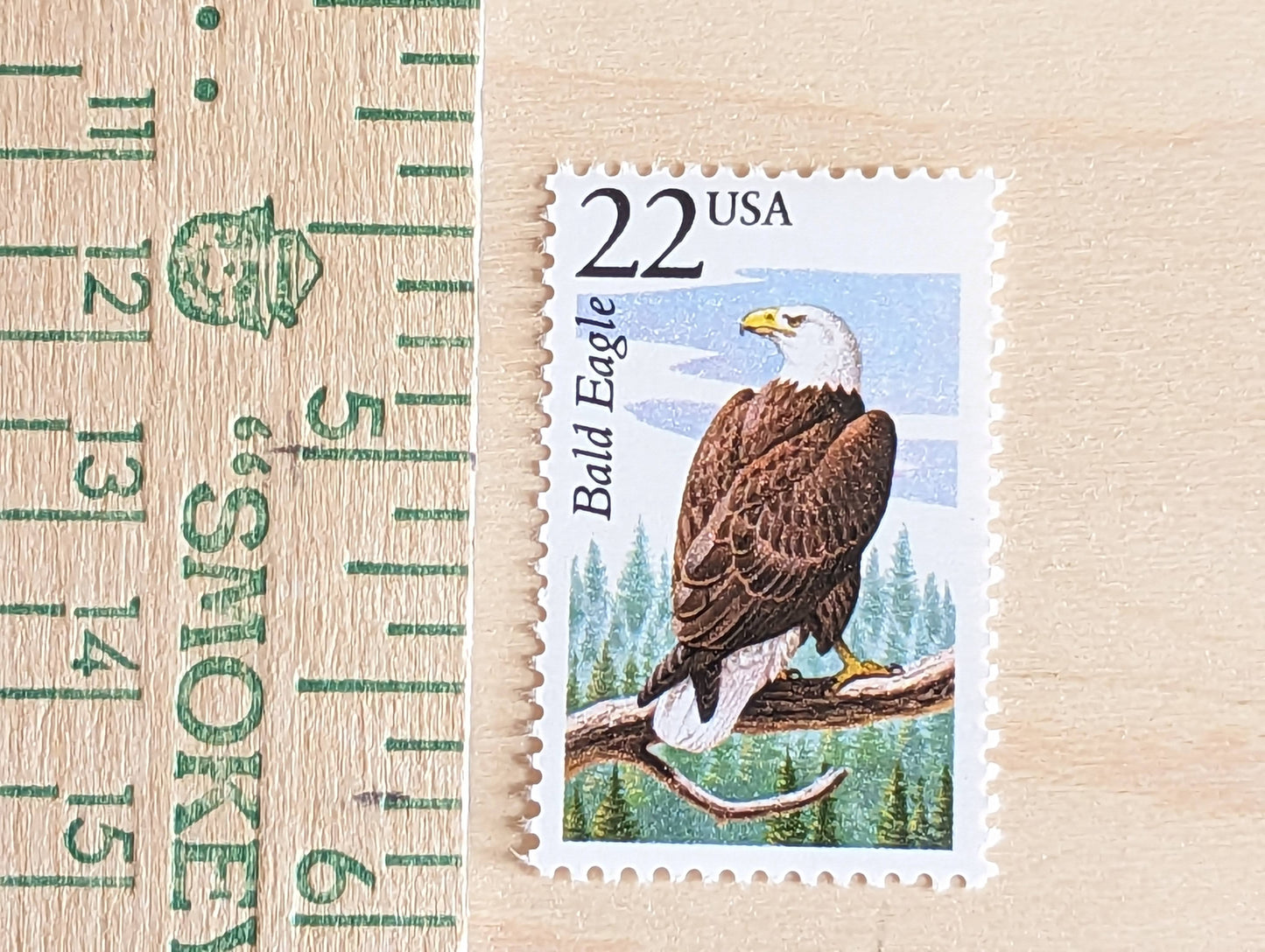 Bald Eagle, Set of 5, Vintage Unused USPS 22 Cent Postage Stamps, North American Wildlife Series 1987, Gummed