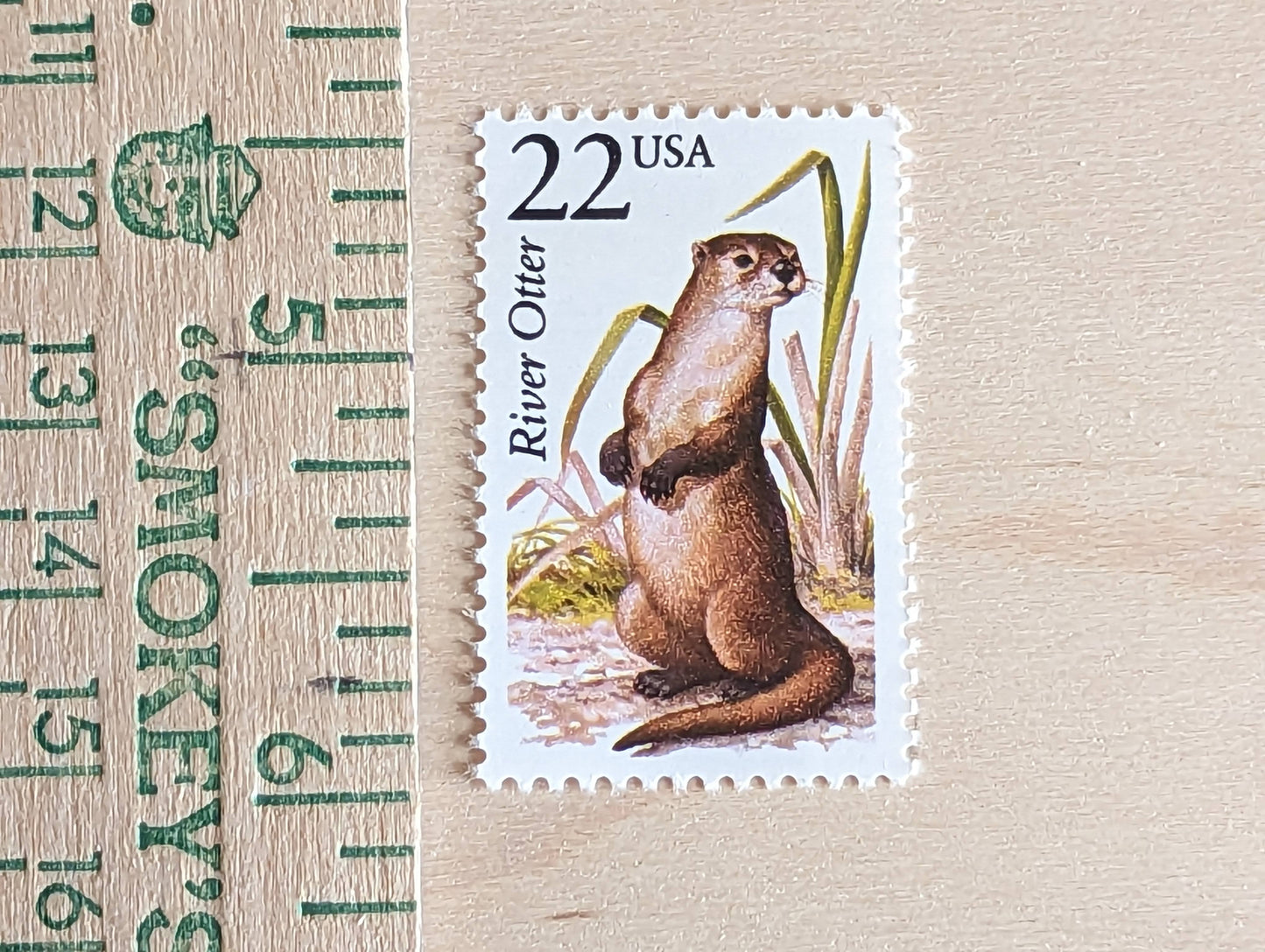 River Otter, Set of 5, Vintage Unused USPS 22 Cent Postage Stamps, North American Wildlife Series 1987, Gummed