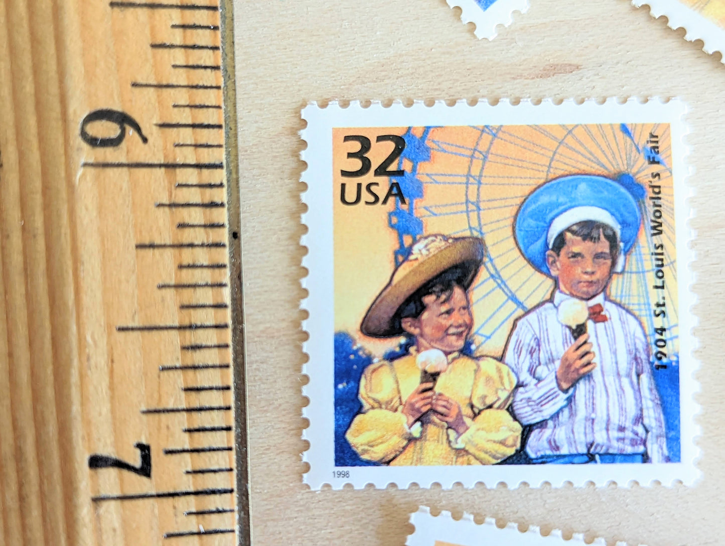 St. Louis World's Fair, Set of 5, Vintage Unused USPS 32 Cent Postage Stamps, 1900s Celebrate the Century Series 1998, Gummed