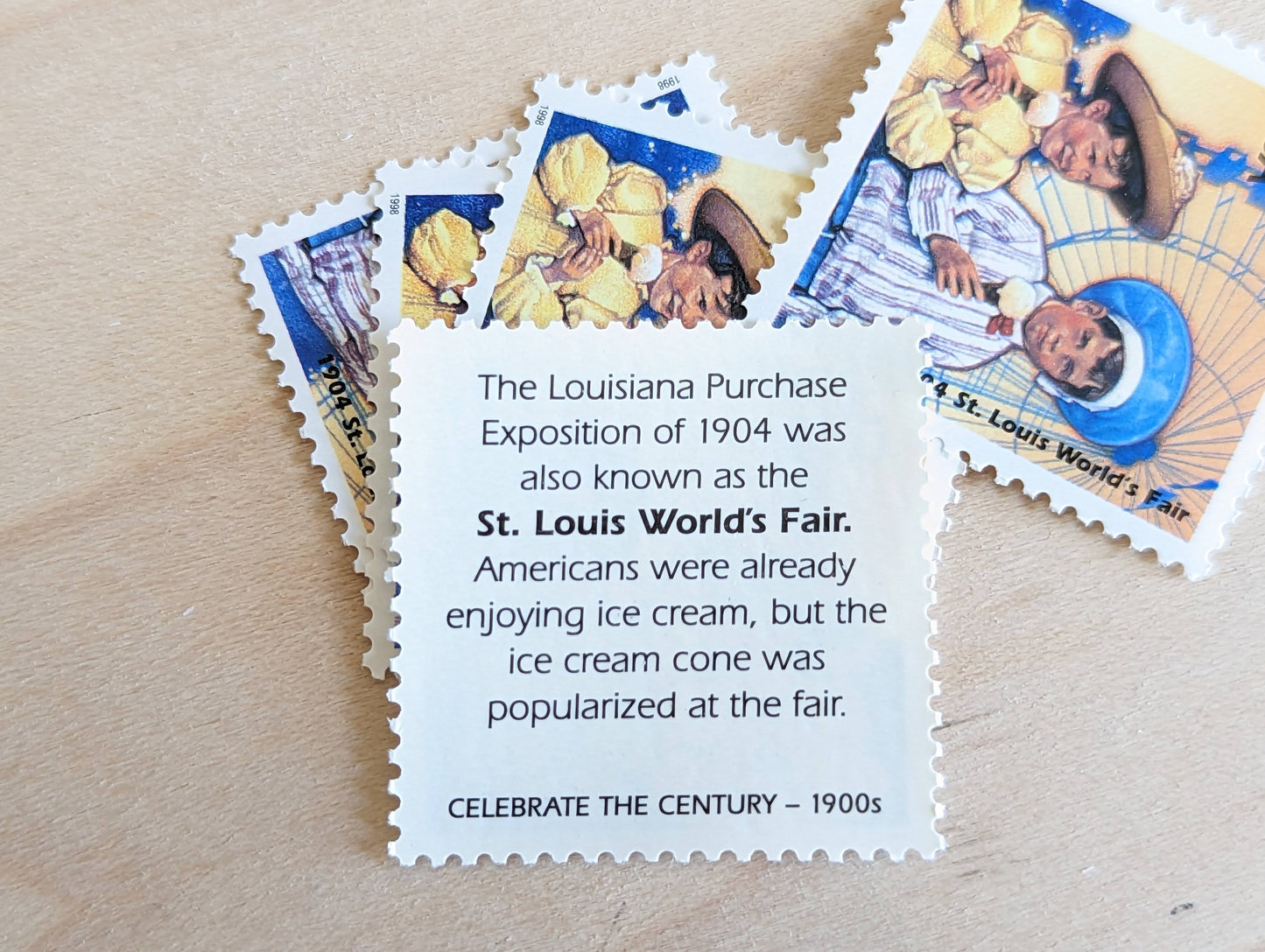 St. Louis World's Fair, Set of 5, Vintage Unused USPS 32 Cent Postage Stamps, 1900s Celebrate the Century Series 1998, Gummed