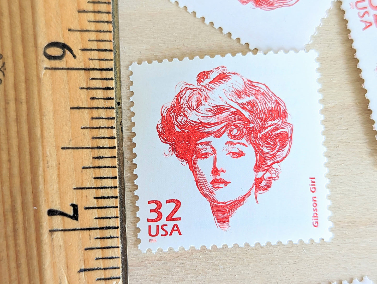Gibson Girl, Set of 5, Vintage Unused USPS 32 Cent Postage Stamps, 1900s Celebrate the Century Series 1998, Gummed