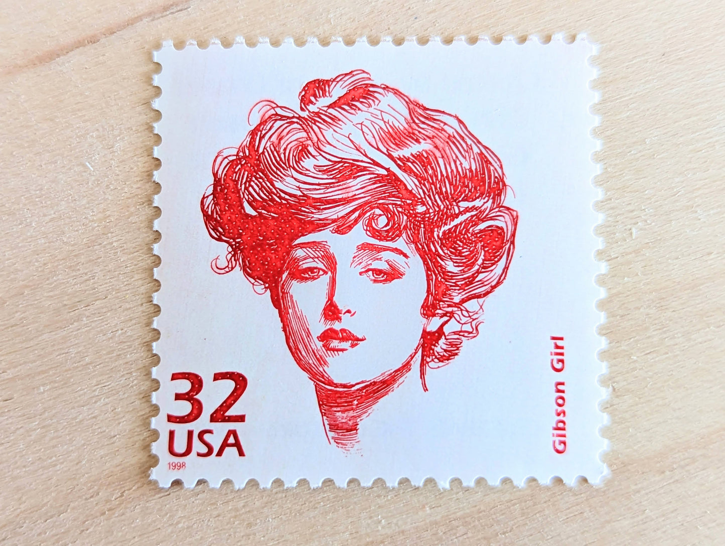 Gibson Girl, Set of 5, Vintage Unused USPS 32 Cent Postage Stamps, 1900s Celebrate the Century Series 1998, Gummed