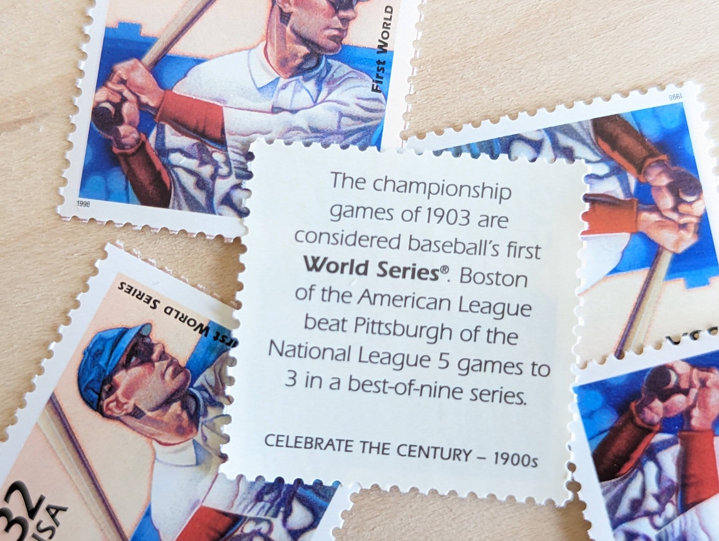First World Series, Set of 5, Vintage Unused USPS 32 Cent Postage Stamps, 1900s Celebrate the Century Series 1998, Gummed