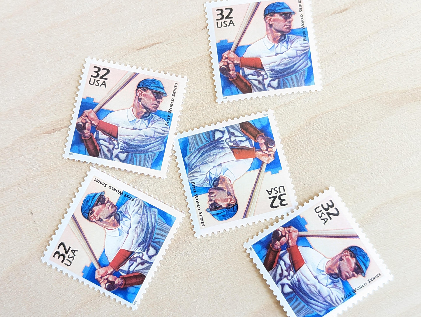 First World Series, Set of 5, Vintage Unused USPS 32 Cent Postage Stamps, 1900s Celebrate the Century Series 1998, Gummed