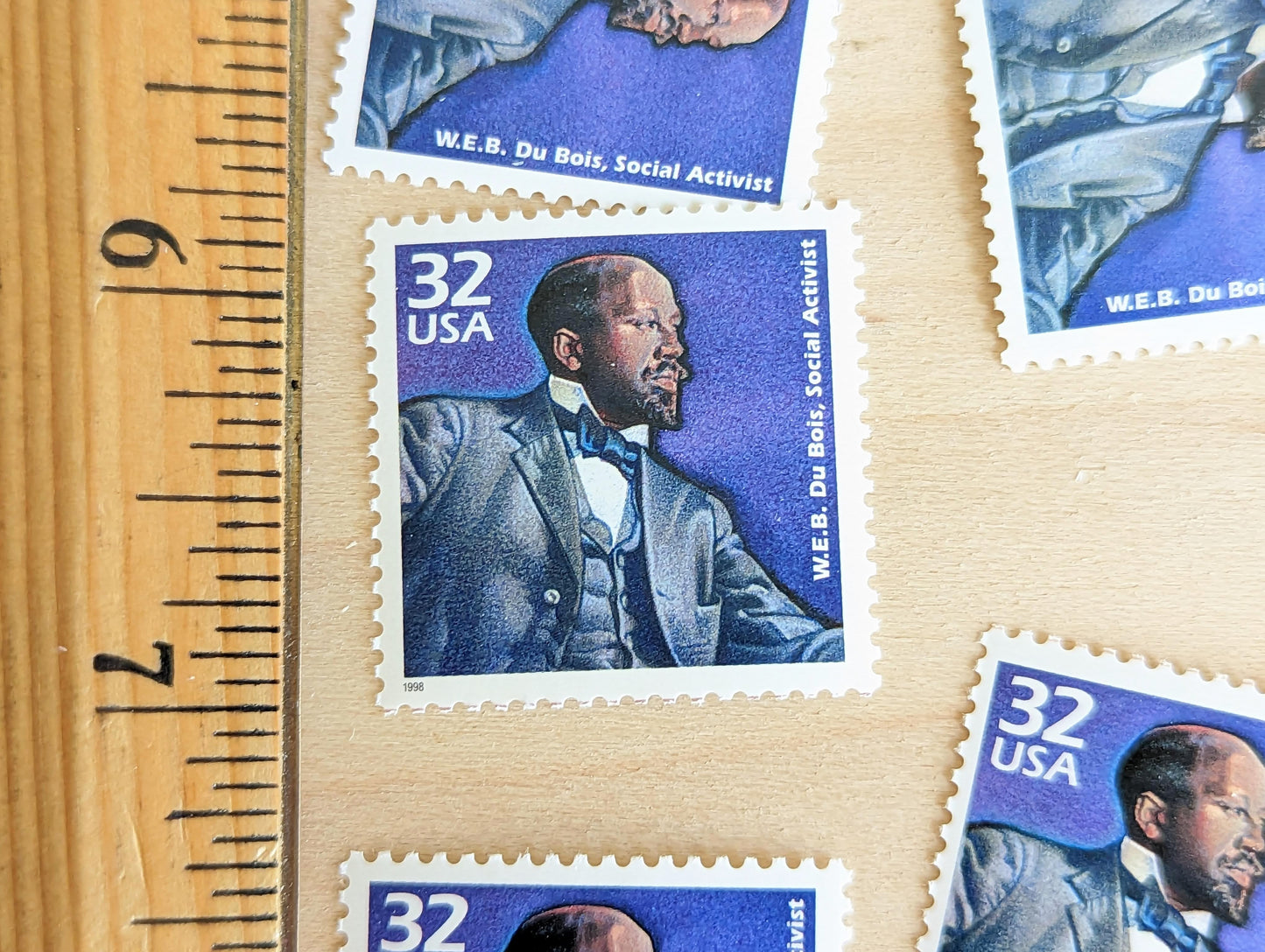 W.E.B. Du Bois, Set of 5, Vintage Unused USPS 32 Cent Postage Stamps, 1900s Celebrate the Century Series 1998, Gummed