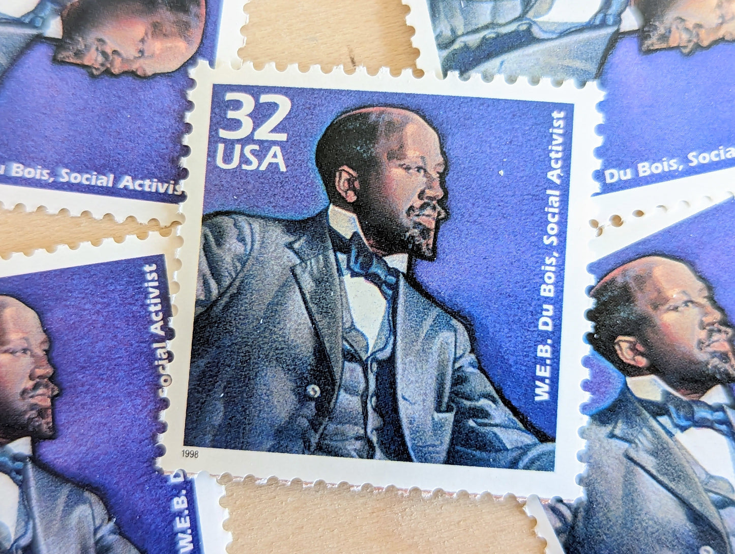 W.E.B. Du Bois, Set of 5, Vintage Unused USPS 32 Cent Postage Stamps, 1900s Celebrate the Century Series 1998, Gummed
