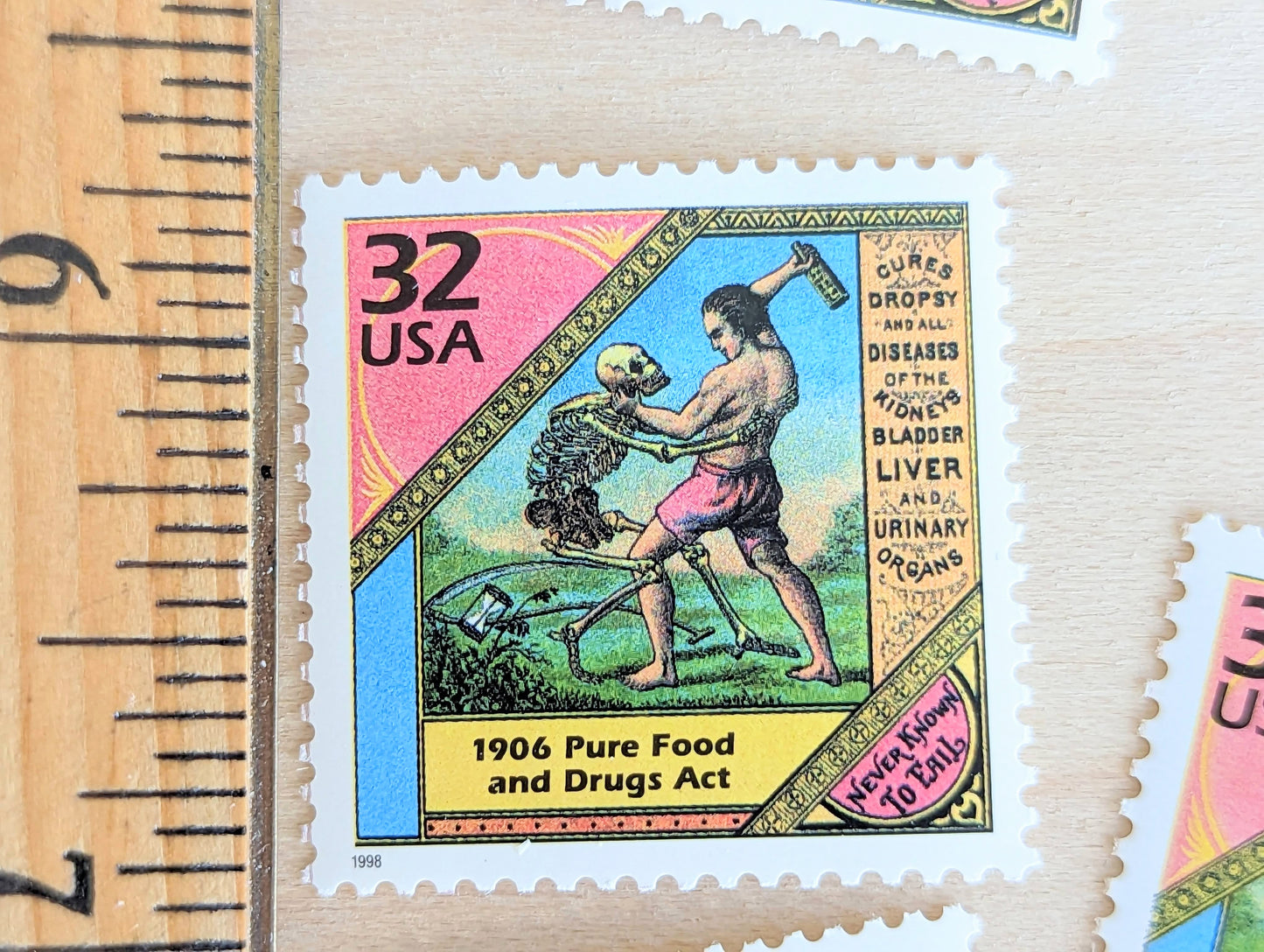 Pure Food and Drugs Act, Set of 5, Vintage Unused USPS 32 Cent Postage Stamps, 1900s Celebrate the Century Series 1998, Gummed