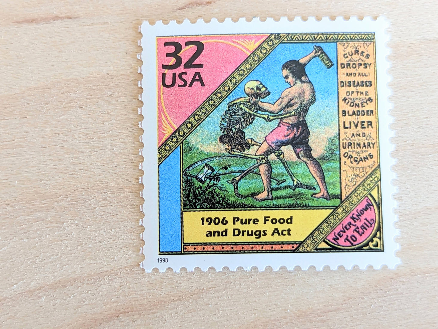 Pure Food and Drugs Act, Set of 5, Vintage Unused USPS 32 Cent Postage Stamps, 1900s Celebrate the Century Series 1998, Gummed