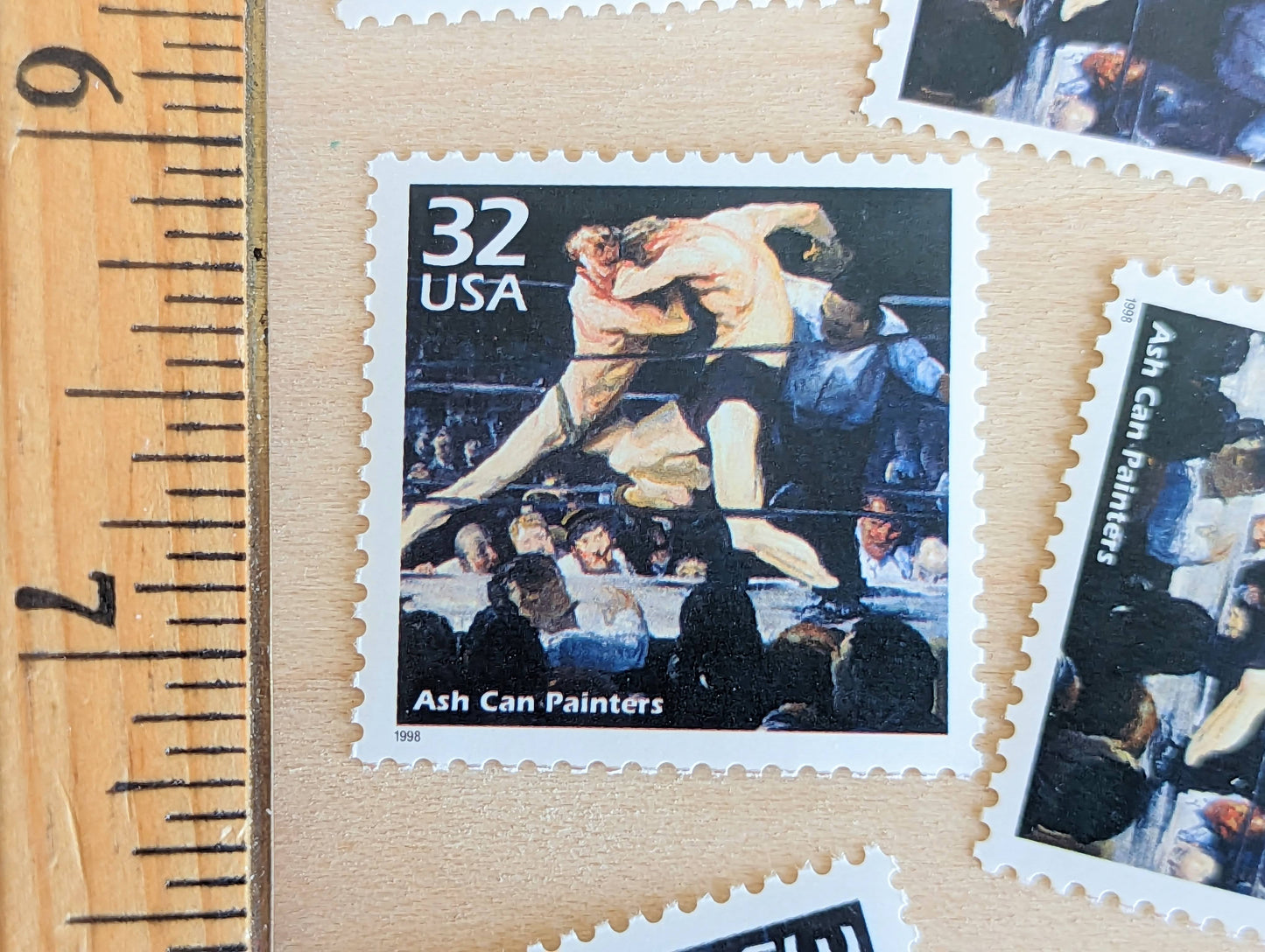 Ash Can Painters, Set of 5, Vintage Unused USPS 32 Cent Postage Stamps, 1900s Celebrate the Century Series 1998, Gummed
