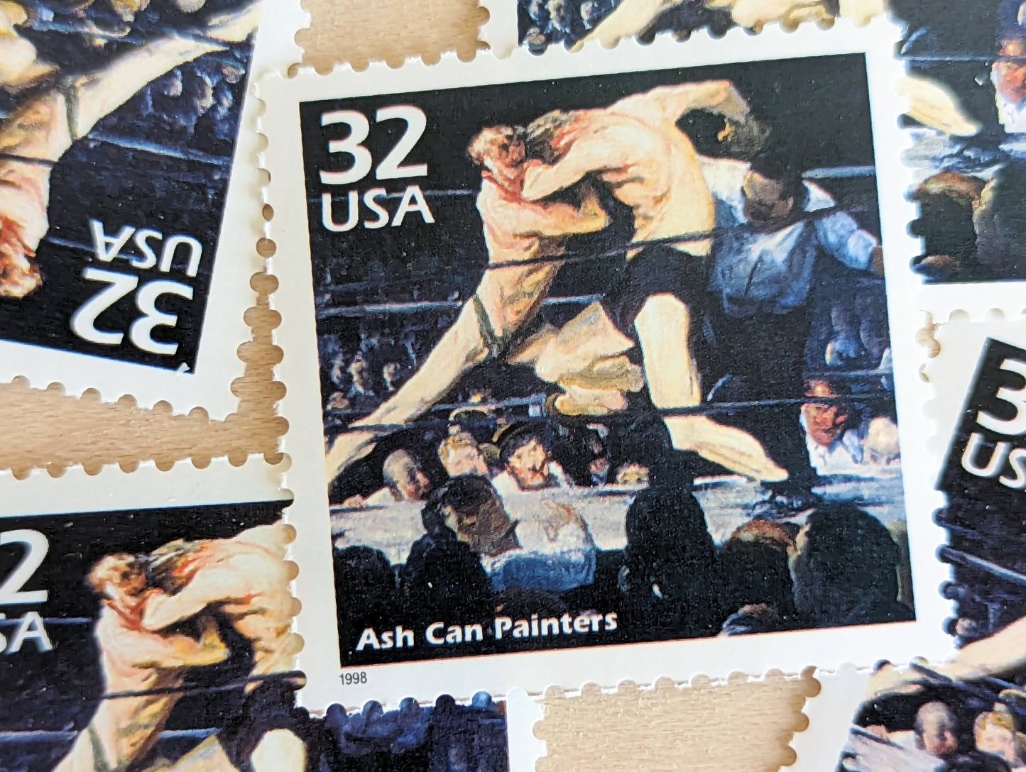Ash Can Painters, Set of 5, Vintage Unused USPS 32 Cent Postage Stamps, 1900s Celebrate the Century Series 1998, Gummed