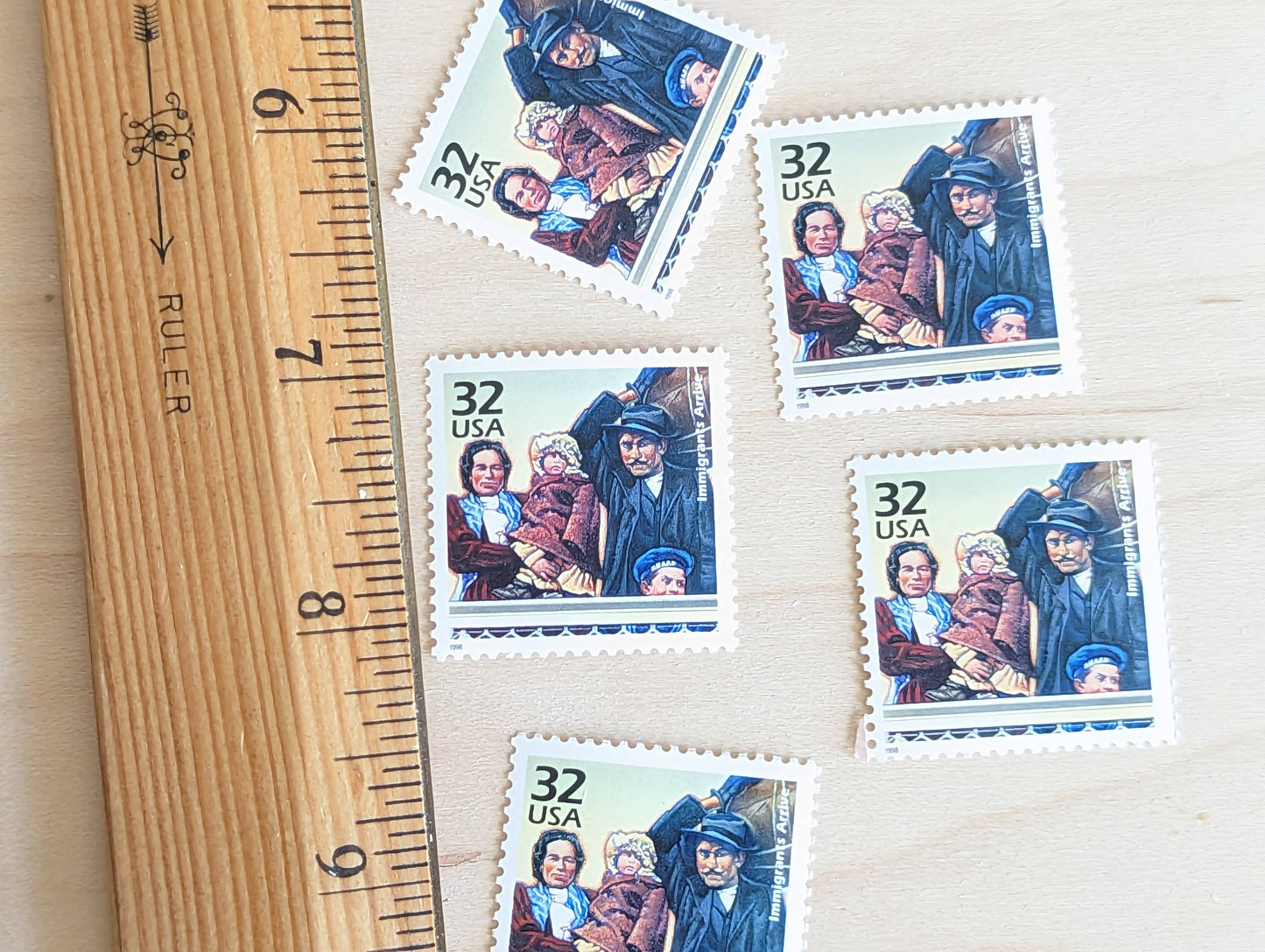Ellis Island, Set of 5, Vintage Unused USPS 32 Cent Postage Stamps, 1900s Celebrate the Century Series 1998, Gummed