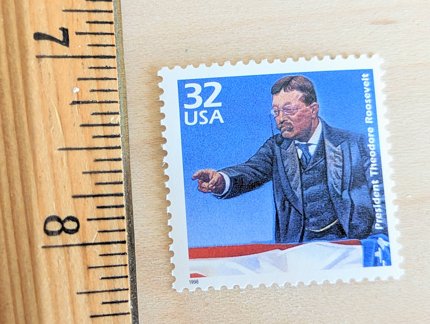 Theodore Roosevelt, Set of 5, Vintage Unused USPS 32 Cent Postage Stamps, 1900s Celebrate the Century Series 1998, Gummed
