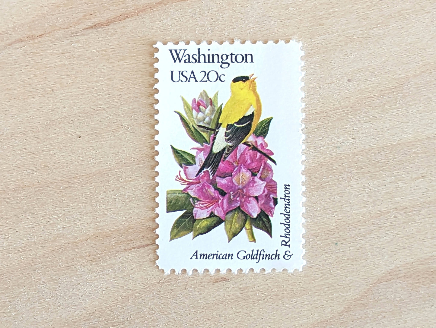 Washington State Stamp, Set of 5, Vintage Unused USPS 20 Cent Postage Stamps, State Bird and Flower 1982, Gummed